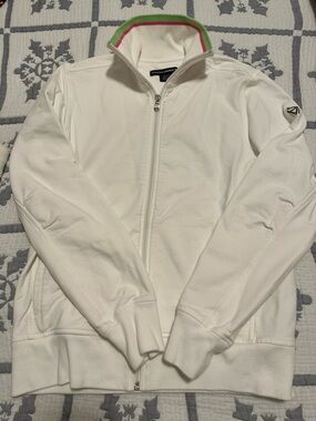 Ralph Lauren White Zip-Up Track Jacket with Sage Valley Golf Club logo on arm